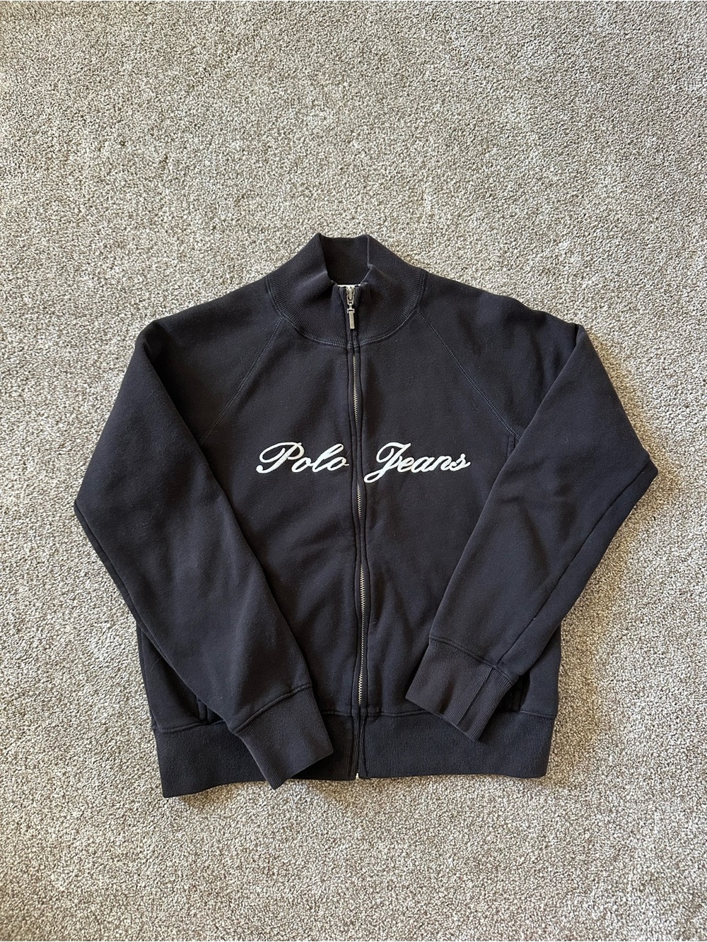 Polo Jeans Co by Ralph Lauren Black Zip-Up Jacket with White Script Logo
